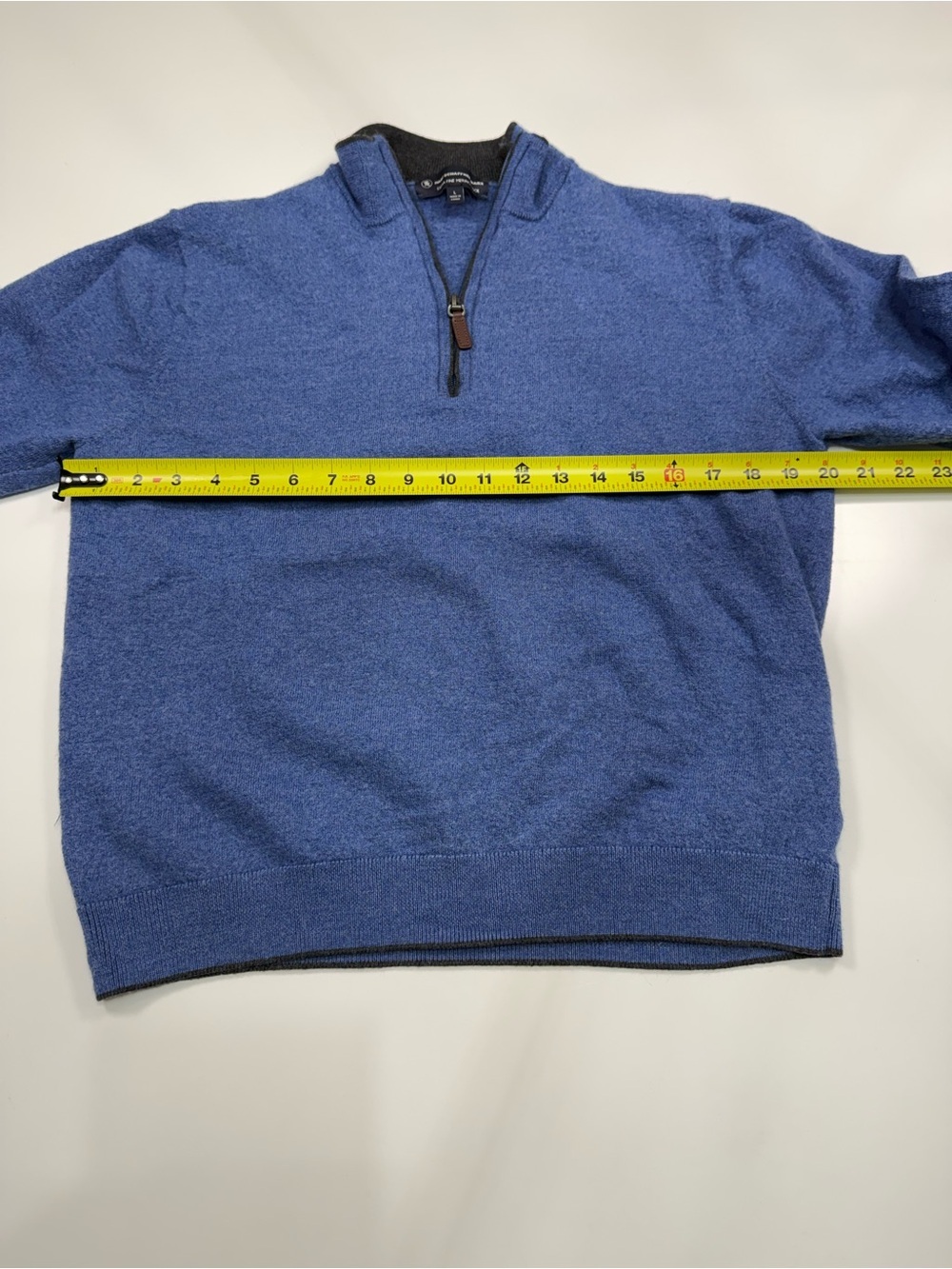 Hart Schaffner Marx 100% Extra Fine Merino Wool Royal Blue Half-Zip V-Neck - Picture 4 of 7